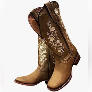 Embroidered Brown Western Boots